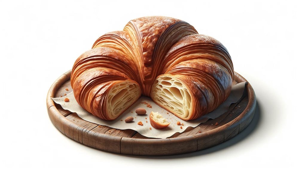 Zdjęcie croissanta na desce z przybliżenia