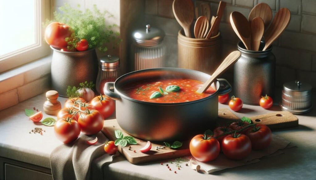 zupa pomidorowa w garnku
